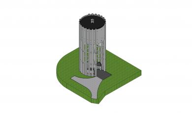Vue perspective du château d'eau de Houyet
